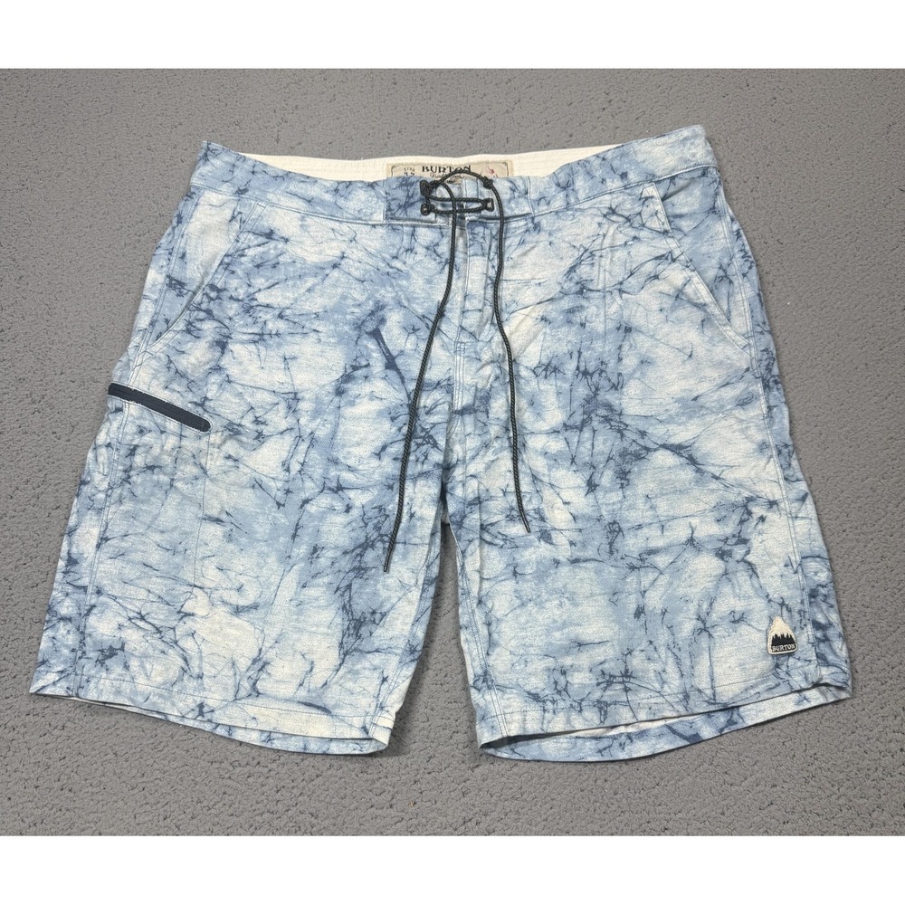 Burton Shorts Mens 33 Blue Tie Dye Hybrid Board Swim Trunks Pockets Stretch